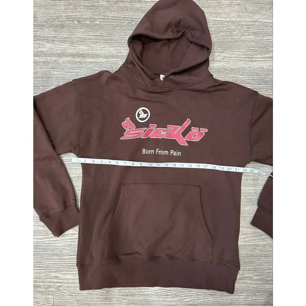 NWT Sicko Born From Pain Brown Hoodie Medium Ian Connor Heavyweight LA Apparel